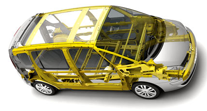 Renault Espace mit gelber Sicherheitsstruktur 