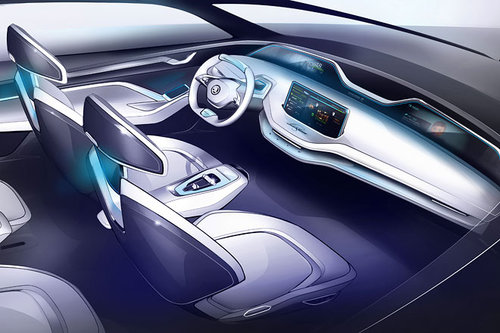 Skoda Vision E: erste Innenraum-Skizzen Skoda Vision E 2017