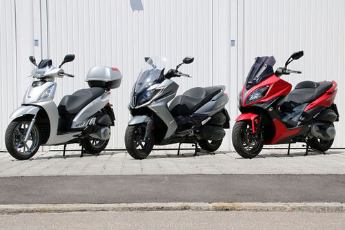 Vergleich: Kymco People GT 300i, New Downtown 350i und Xiting 400i 