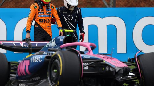 F1 Sao Paulo: Sprint Oscar Piastri neben den zerstörten Auto von Franco Colapinto