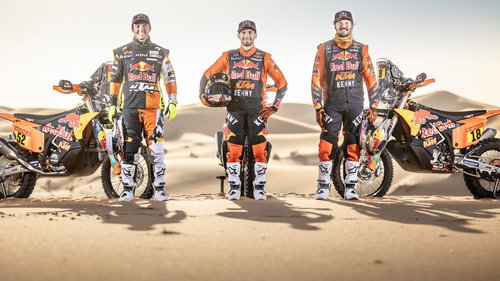 So will KTM den Dakar-Sieg zurückerobern Das KTM-Team: Mathias Walkner, Kevin Benavides und Toby Price