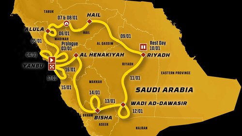 Rallye Dakar 2026 Die Route der Rallye Dakar 2026 in Saudi-Arabien