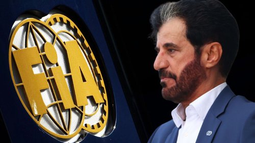 Keine Unterstützung Mohammed bin Sulayem neben einem FIA-Logo (Fotomontage)