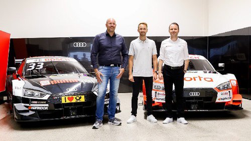 Rene Rast verlässt Audi nach zwölf Jahren Manager Dennis Rostek, Rene Rast und Audi-Einsatzleiter Rolf Michl