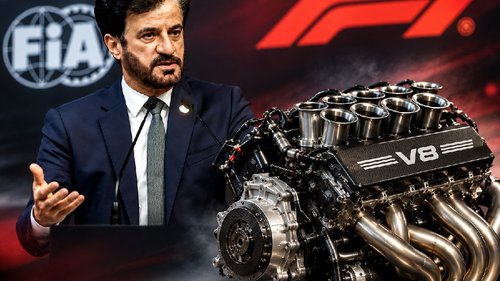 Was FIA-Präsident verraten hat Fotomontage: FIA-Präsident Mohammed bin Sulayem mit einem V8-Antrieb