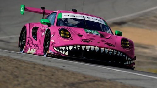 Dino-Porsche bekommt pinke Schwester Virginia wird das Debüt des GTD-Porsches "Roxy" in Pink sehen