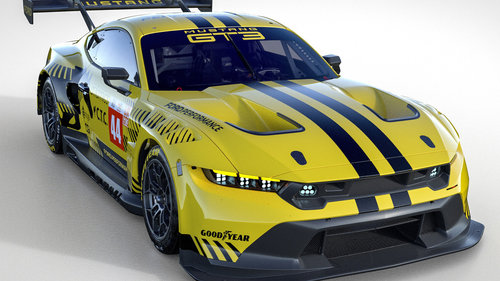 24h Le Mans 2024 Der gelbe Ford Mustang GT3 wird von Christopher Mies pilotiert