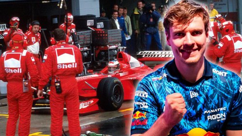 Wie "Schumi" 1998 in Silverstone Fotomontage: Jarno Opmeer und die Boxengassen-Szene von "Schumi" 1998