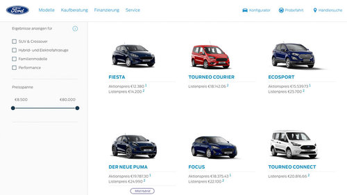 Ford: Service-Gutschein bei Online-Konfiguration 