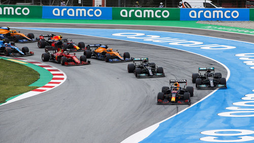 F1-Rennen Barcelona 2021 Der Start: Verstappen geht vor Hamilton in Führung, Bottas fällt hinter Leclerc zurück