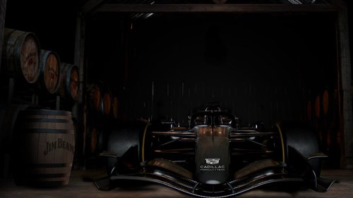 Cadillac: Countdown läuft Formel-1-Auto von Cadillac in einer Jim-Beam-Halle